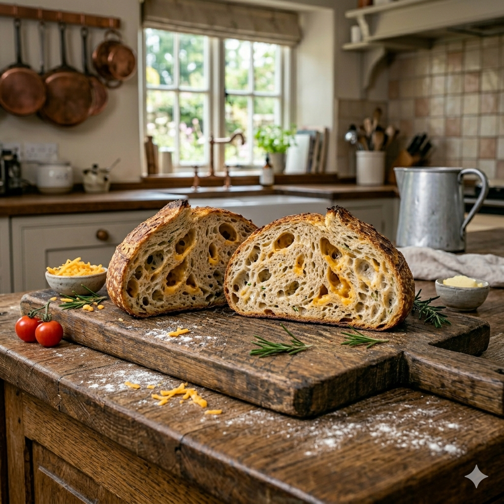 Cheddar and scallion sourdough loaf